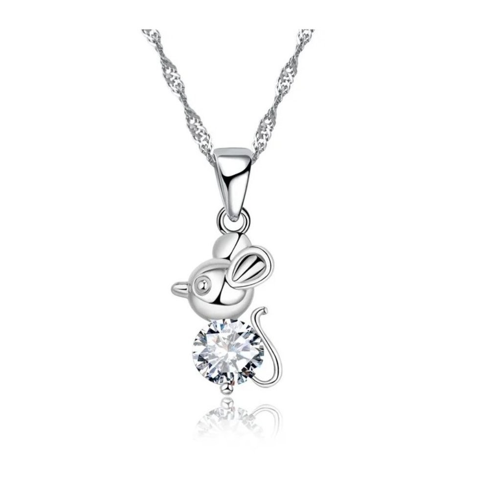 ❤️ NEW 💎 Cute Mouse 925 Sterling Silver Necklace - Picture 1 of 2